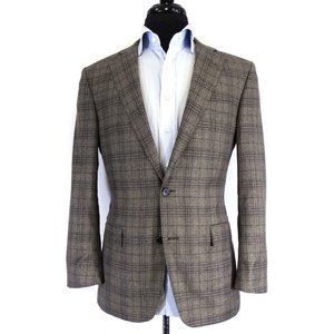 Italy Cashmere Mix Flannel Sport Coat Brooks Brothers Plaid 38 S